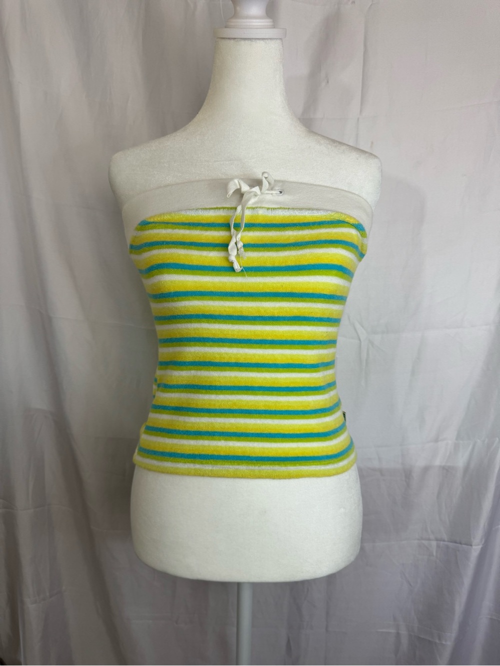 Y2K Bebe Sport Multi-Color Striped Terry Cloth Tube Top Size S
